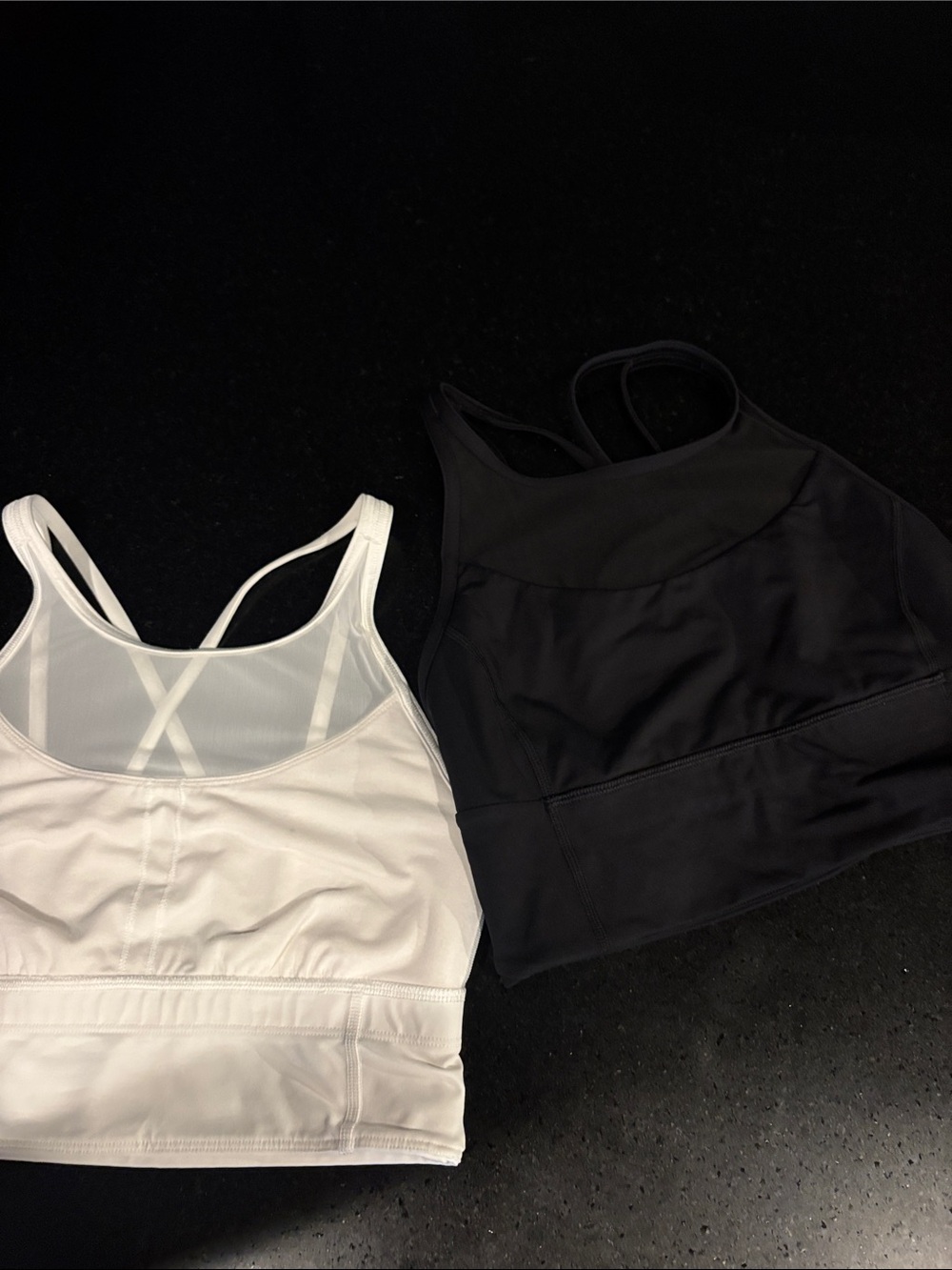 lululemon athletica Black & White Longline Sports Bras - two